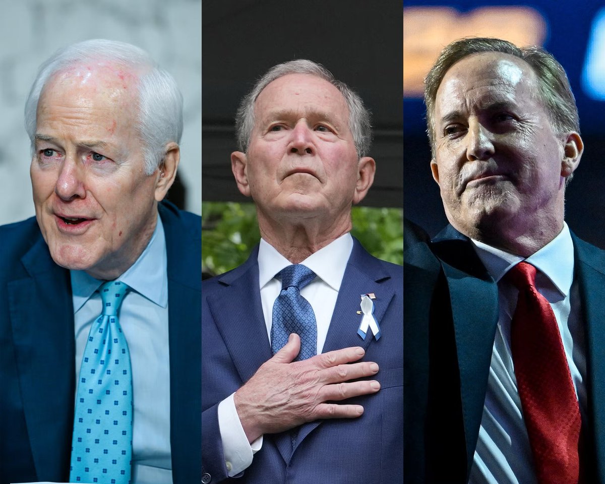 ericmetaxas's tweet photo. If John Cornyn and George W. Bush loved America they would put personal differences w/Ken Paxton aside and support his candidacy for the sake of Texas and the nation. Their unforgivable silence tells us EVERYTHING about them. VOTE FOR KEN PAXTON! https://t.co/3dZHyqrCmJ
