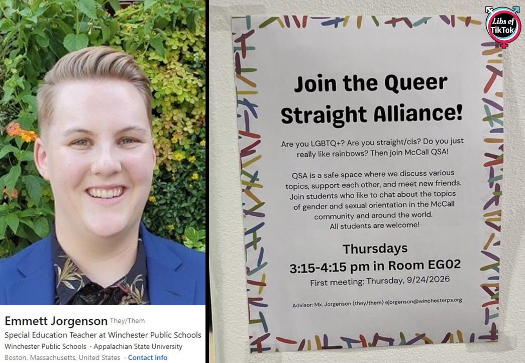 libsoftiktok's tweet photo. INBOX: Queer club poster inside McCall Middle School (@WPSedu) in MA, encouraging kids to join and talk about gender and s*xuality

According to the flyer, the club is run by "Mx" Jorgenson, who uses "They/Them" pronouns.

Absolutely disgusting

SHUT THE WHOLE THING DOWN https://t.co/Bfh25kdsuk