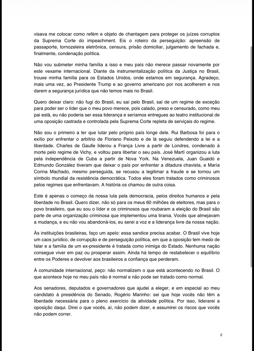 Metropoles's tweet photo. ➡️ CARTA DE FLÁVIO | Flávio recua e retira trecho da carta onde se declarou presidente do Brasil

Em nova versão do documento, senador se apresenta como “líder do Brasil”, após afirmar inicialmente ser o “verdadeiro presidente eleito” https://t.co/cG0ubatHzs