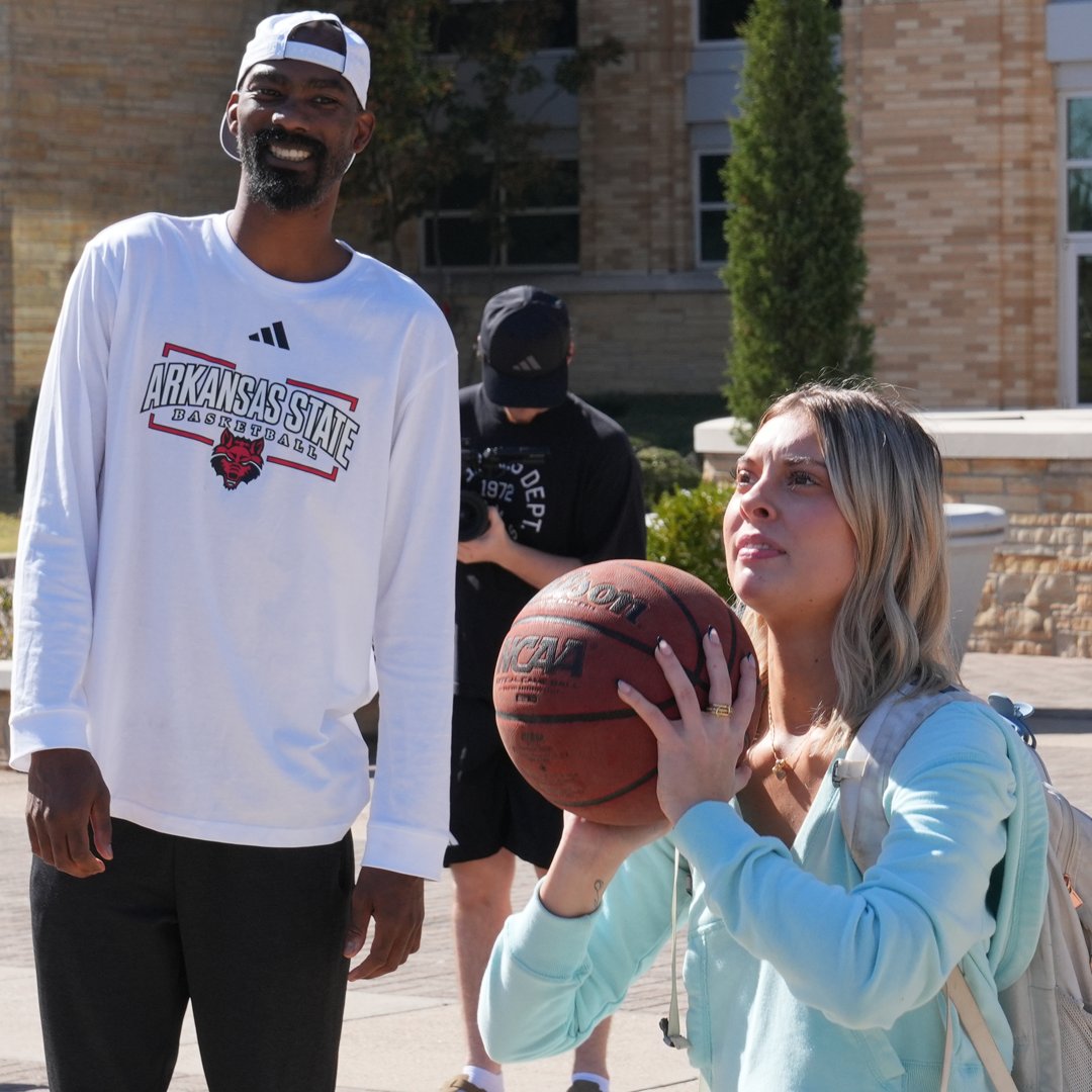 AStateRedWolves's tweet photo. DID ANYONE BEAT THE CHAMP??

Today on the A-State campus, a few brave students tried to win a game of HORSE against two-time NCAA champion, NBA champ and current A-State Men's Basketball assistant coach Corey Brewer.

If they won, they earned a special shoutout at Monday night's season opener. We'll have more video evidence coming, but for now, enjoy a couple of snapshots!

To see if anyone was able to pull off the upset against Coach Brewer, get your tickets for your first chance to see the team picked to win the Sun Belt. Go to https://t.co/A0U571r7KP and type in HOOPS to get 2 upper-level seats for just $11! #WolvesUp