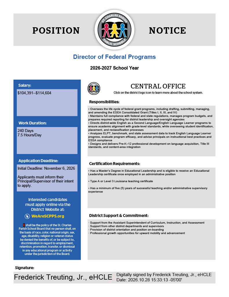 SCPPS's tweet photo. POSITION NOTICE: Director of Federal Programs

Apply by visiting https://t.co/tlz23b6HEp. https://t.co/p1E4aG8O1Q