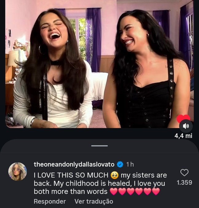PortalSelenaBR's tweet photo. Dallas Lovato, irmã de Demi, comentou no vídeo da Rare Beauty com Selena Gomez e Demi Lovato:

“EU AMO MUITO ISSO! 🥹 Minhas irmãs estão de volta. Minha infância foi curada, amo vocês duas mais do que palavras podem expressar! ❤️” https://t.co/dsPtpHk3KA
