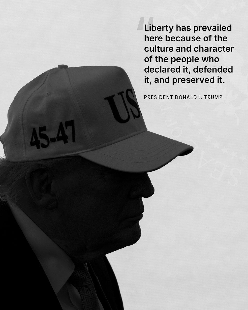 WhiteHouse's tweet photo. American liberty is not endured for 250 years merely because of words on paper. https://t.co/ZgVKn0f0pn