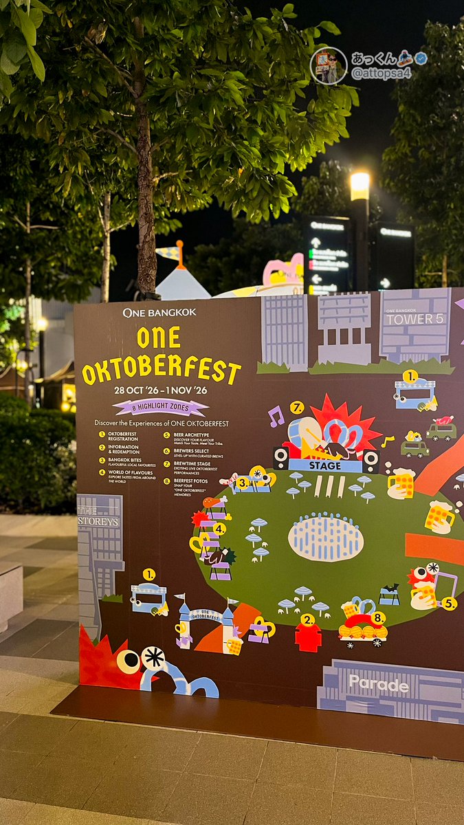 attopsa4's tweet photo. 🌳 One Oktoberfest 2026 🍻

ใครที่ชอบดื่มชอบคุยชิว ๆ นี่น่าจะชอบอยู่น้าาาา ส่วนตัวผมจนอยู่ยาวถึง 5 ทุ่มเลยย ใด ๆ คือเพื่อนละตินชอบบรรยากาศแบบนี้มากกกก ยูไม่กลับไอก็ไม่กลับ 55555 ฟีลอินเตอร์สุด แล้วคนต่างชาติที่มาคือแอบหน้าตาดีหมดดด55555555 🫶✨

🍺 รายละเอียดและตารางศิลปินอยู่ใน Reply น้าาา ✨