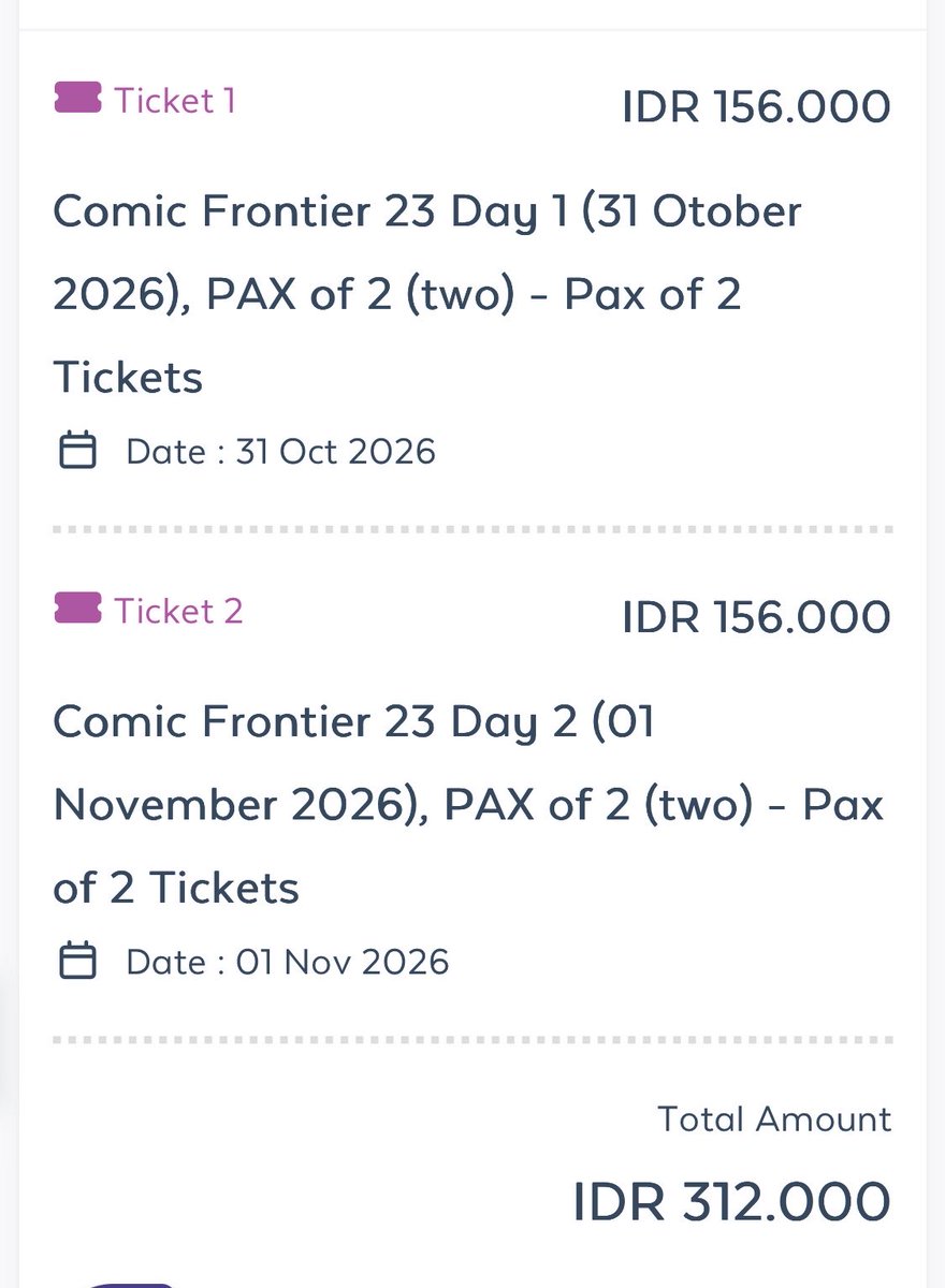 semakpolsek's tweet photo. Guys aku ada salah beli tiket, day 1 ada 3 tiket dan day 2 ada 2 tiket, yang mau bisa beli ke aku tanpa pajak, jadi satu tiket 75k aja, prefer yang 1 grup barengan karena ini barcodenya bakal jadi satu #comifuro23 #cf23 #wts https://t.co/in0dc7WzIG