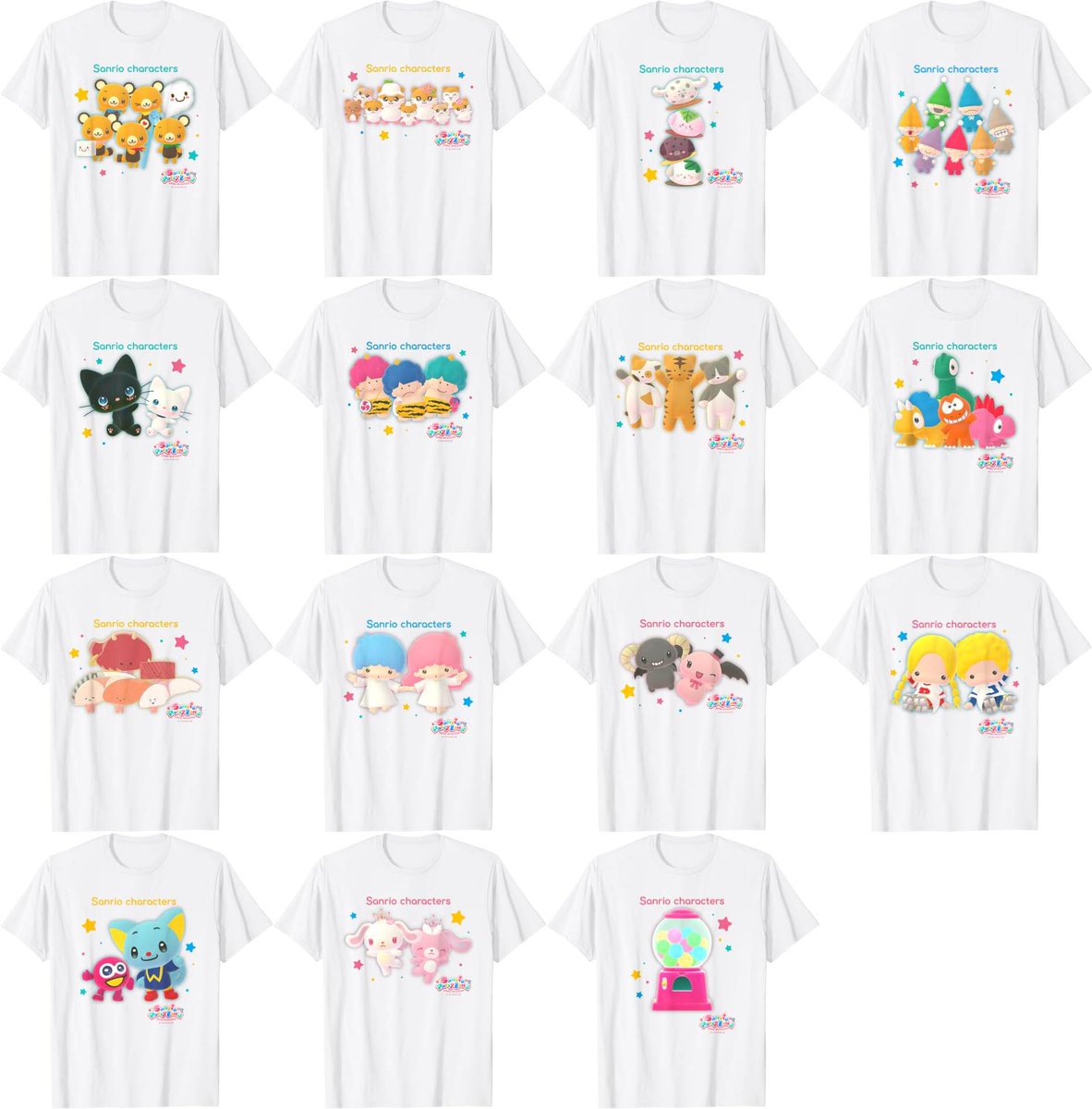 sanrio_oshikatu's tweet photo. ＼⚠️新商品📣🆕／
「Amazon Merch on Demand」に本日発売のサンリオパーティランドをモチーフにした新デザインが登場👕
https://t.co/Q2c1Pq6J3f
ねぇ見て、このキャララインナップの多さ…!!🥹🩷
キャラ大2025の時もすごかったけどそれに負けてない大量放出😂
1～2枚目はキャラ単体デザイン、3～4枚目は集合デザインでどっちも可愛すぎる🥹🩷全部白Tシャツで画像作っちゃったけど、洋服の種類（半袖、長袖、パーカーなど）やカラーは自分の好みにカスタマイズ可能👕
メンズ、レディース、キッズサイズもあるよ🥹
ぜひチェックしてみてね🙆‍♀️

#サンリオ #アマゾンマーチオンデマンド #pr