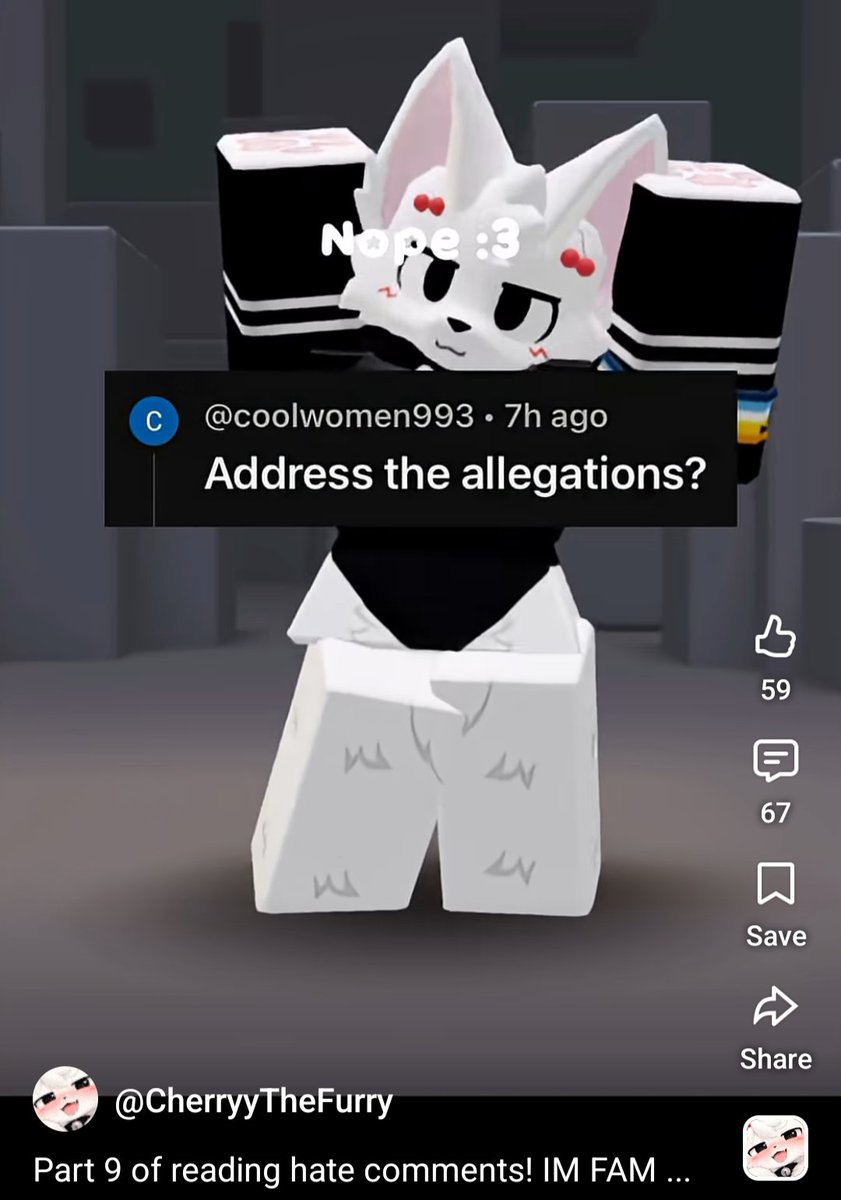 CrexsPersonal's tweet photo. Same video. This guy either thinks this is ragebait (it's literally just being a weirdo) or genuinely just has a sack of stones for a brain.

@TeamYouTube Do something about this active predator supporter called CherryyTheFurry. https://t.co/uJCldUQOHh