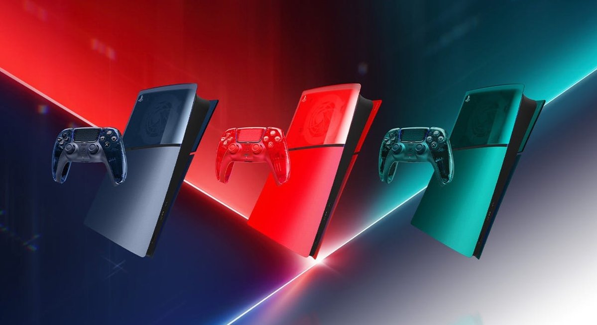 IGN's tweet photo. PlayStation is bringing back the '90s transparent trend with the Prism Collection, a spread of DualSense controllers and matching PS5 covers in three new colorways. https://t.co/It4X9HfvAT https://t.co/WoSzq7ufQZ
