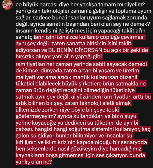 fauin_'s tweet photo. @morphysw @LordLeras daha ai'ın etik kullanımına bile değinmedim bence oralara hiç girmeyelim. bi teknoloji ortaya çıkıyorsa saldım çayıra mevlam kayıra olmaması lazım. insanlar bundan rahatsız. 
https://t.co/UPRFOqvMyy https://t.co/QeBJQUzpSu