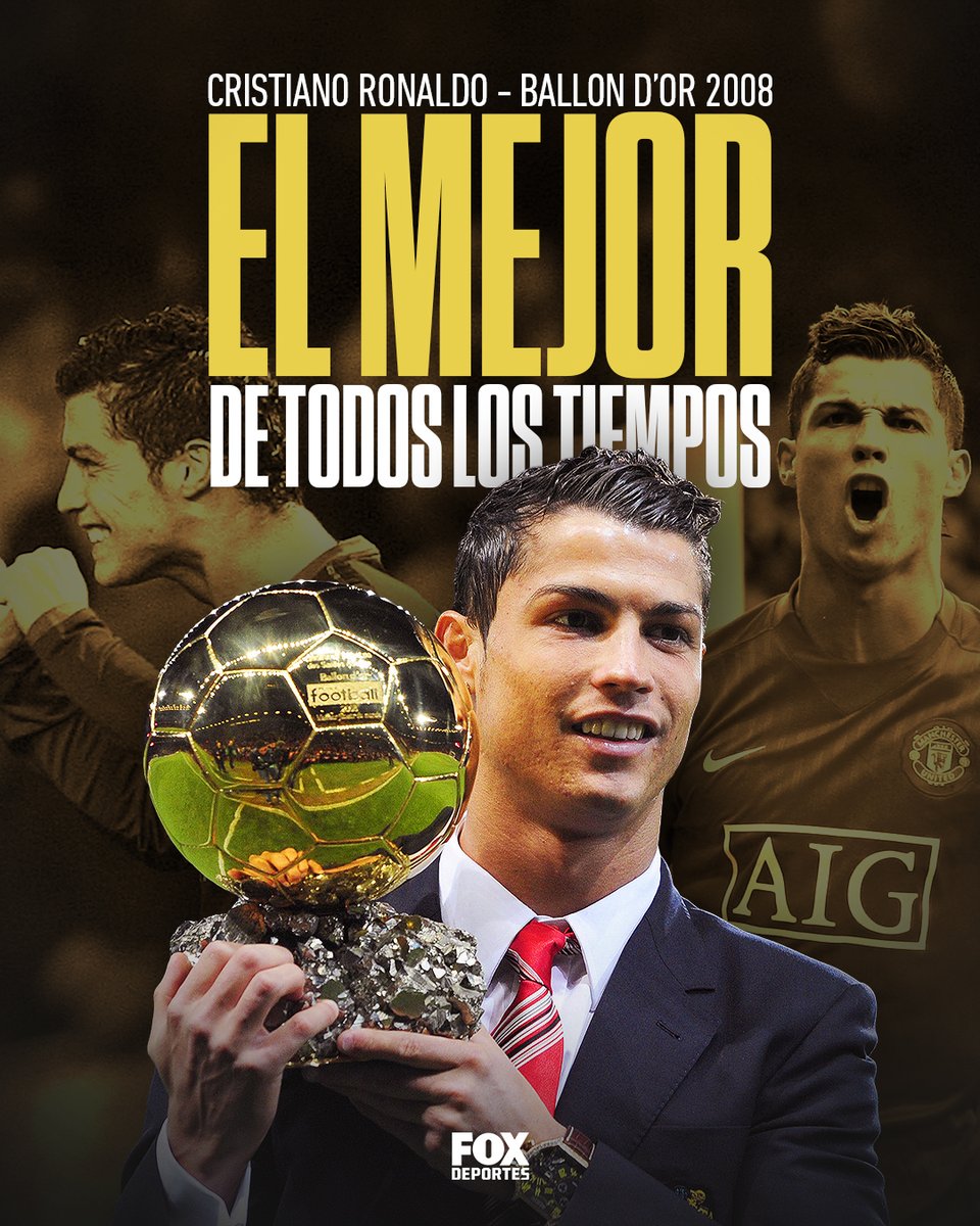 FOXDeportes's tweet photo. EL MEJOR BALLON D'OR. 🔝🏆✨

El galardón otorgado en 2008 a Cristiano Ronaldo, fue elegido en votación popular como "el mejor de todos los tiempos" (Best Of All Times, BOAT), según anunció la organización del trofeo. https://t.co/pKbOpPGxGE