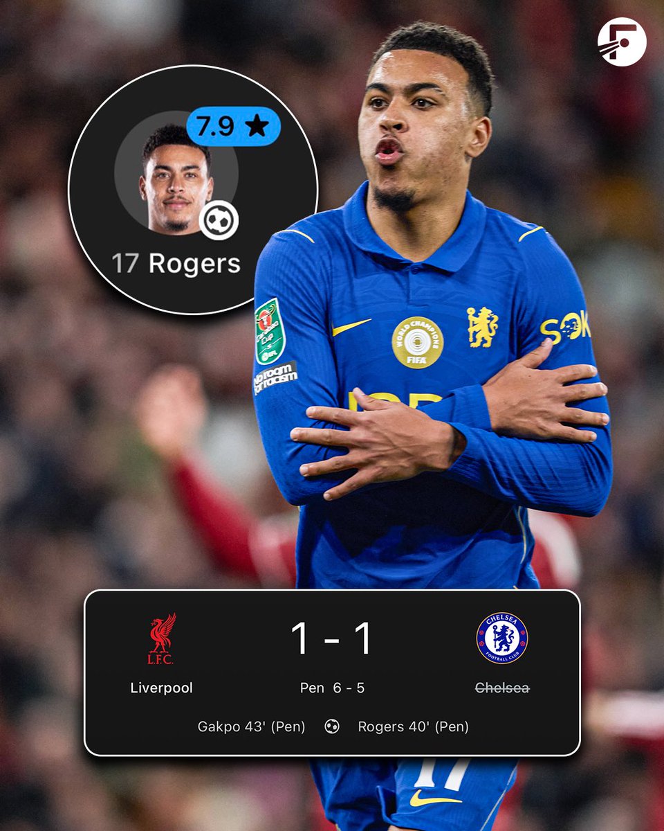 FotMob's tweet photo. 😳 After 16 penalties, Liverpool have knocked Chelsea OUT of the EFL Cup… despite going 0-1 down in the 40th minute! 

Some absolutely perfect penalties. 😮‍💨✅ https://t.co/51Iga7gd6j