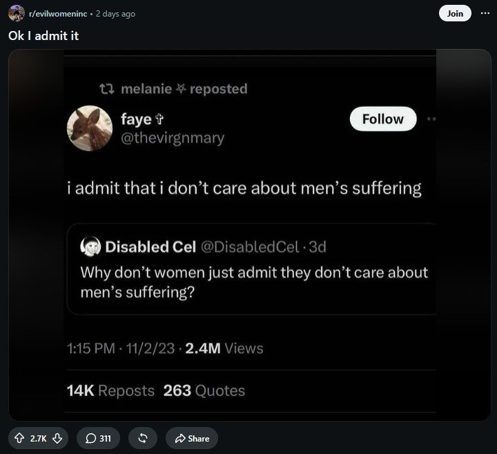 Reddit_Retards's tweet photo. 2.7K Retarded Feminists upvoted this https://t.co/Ev3hfZCfmq