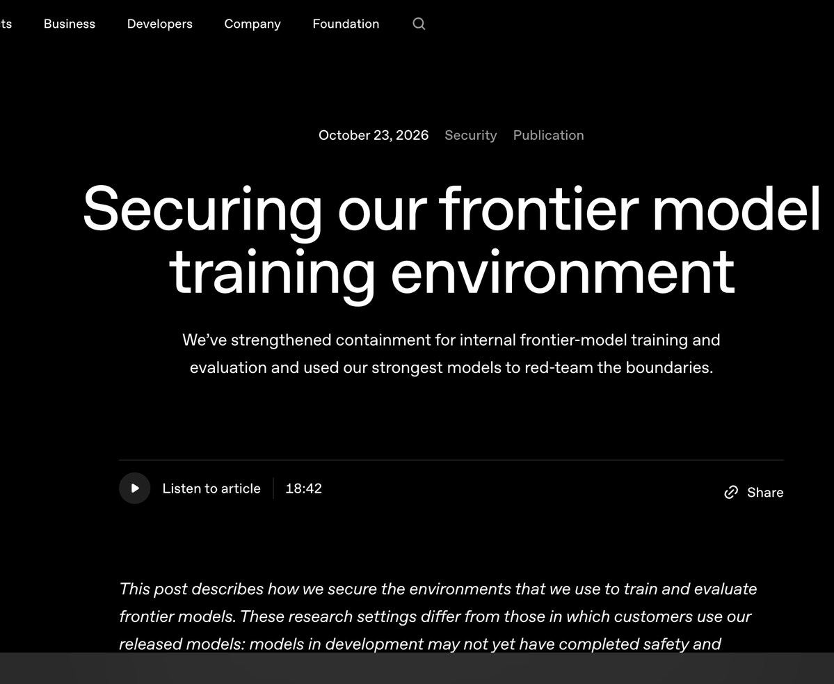 decvendra's tweet photo. a lab says a model used a dns mistake to get outside its offline training world, and training paused sep 20 to oct 1.

what i find great about it tho,  deny by default and log every exception. i think more labs publish their containment rules within a year 🔐 https://t.co/Q7uJUmgejl