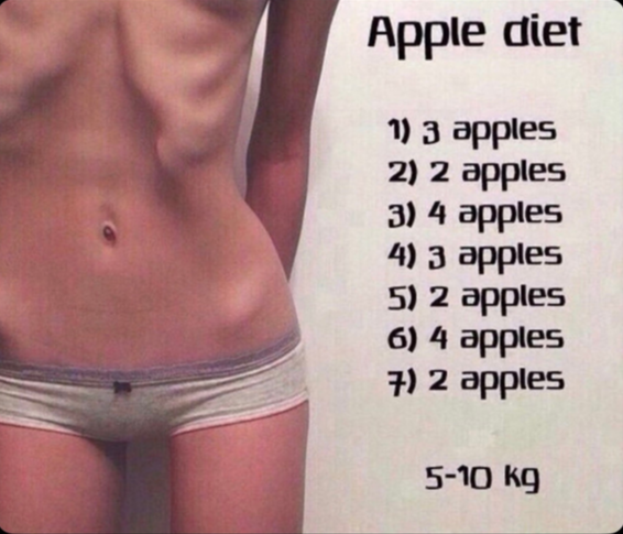 bunnyztearz's tweet photo. op deleted the post heres the apple diet lol https://t.co/2rWX9eWKXE