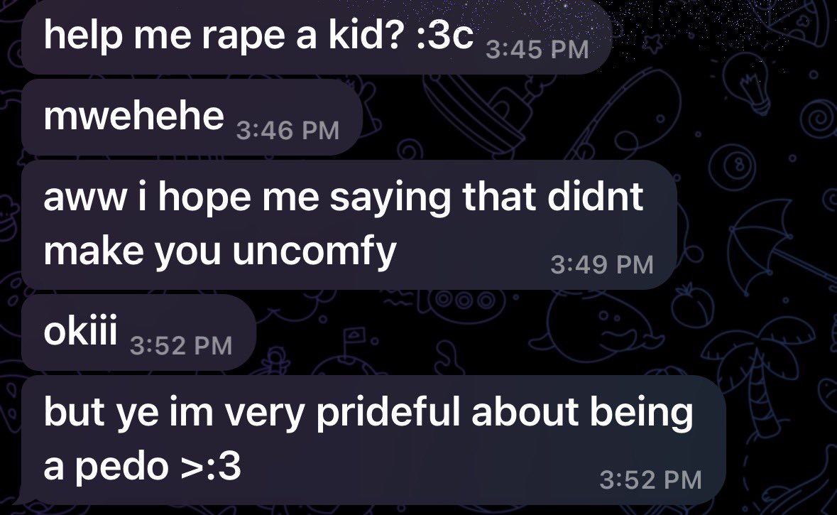fennixfortnite's tweet photo. Sooo this person is a pedo... 

(Last picture is on telegram) https://t.co/ccvpRZrQu9