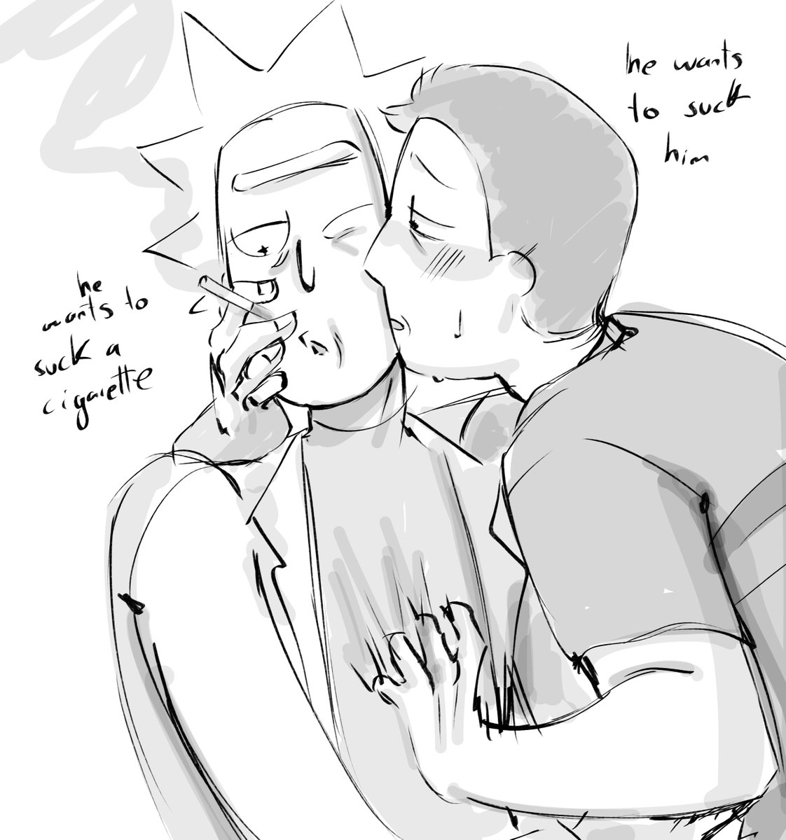 EatingLemonSkin's tweet photo. I needed an excuse to draw them again (Rick's pretending to be nonchalant dont let him fool you he's very much hard) https://t.co/kvrbQb4NGv