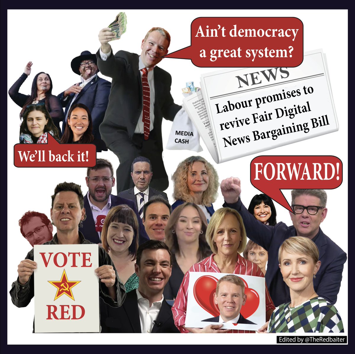 TheRedbaiter's tweet photo. Media's promotion of TOP is a strategy to make sure that Labour is installed. We shouldn't be surprised at their brazen bias. Their survival is tied to grants of taxpayer money &amp; Labour have already made that promise. A reminder of how state funded media poisons democracy. https://t.co/YCgRKSciz0