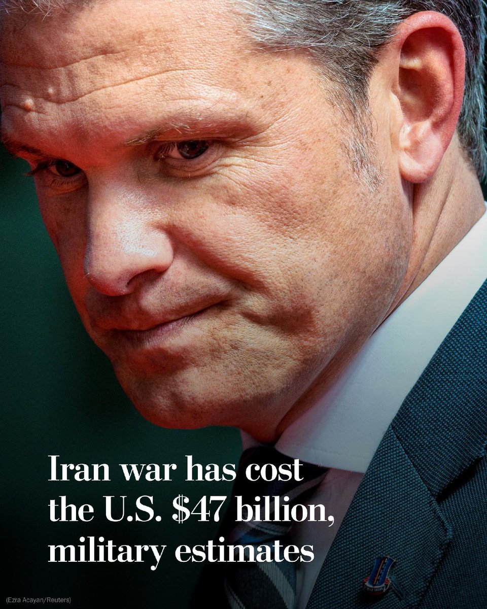 washingtonpost's tweet photo. U.S. military officials estimate that the Trump administration’s war with Iran has cost more than $47 billion through mid-October, a rise of more than $3 billion over the past several weeks, according to a document reviewed by The Post. https://t.co/keCzMDpL9p https://t.co/jW0NEBk1Pb