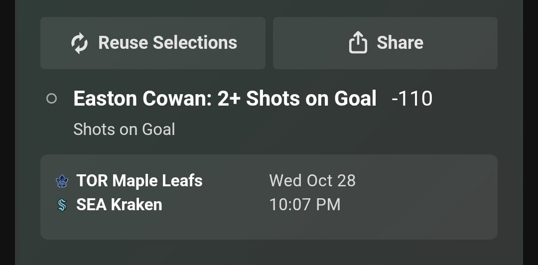 Nik_Sharp_'s tweet photo. @FreePlaysDaily @themidmajor @bigfellapicks @FuturesDeskHQ @bob_sports_pix @SportMadFan65 @UncleAndySports @MoneyTrainLV @ItsParlayPete @TracksideTony @GTsportsinfo1 @SLaSHRRR E.Cowan (TOR) 2 + SOG -110 https://t.co/Py4szFaR7t