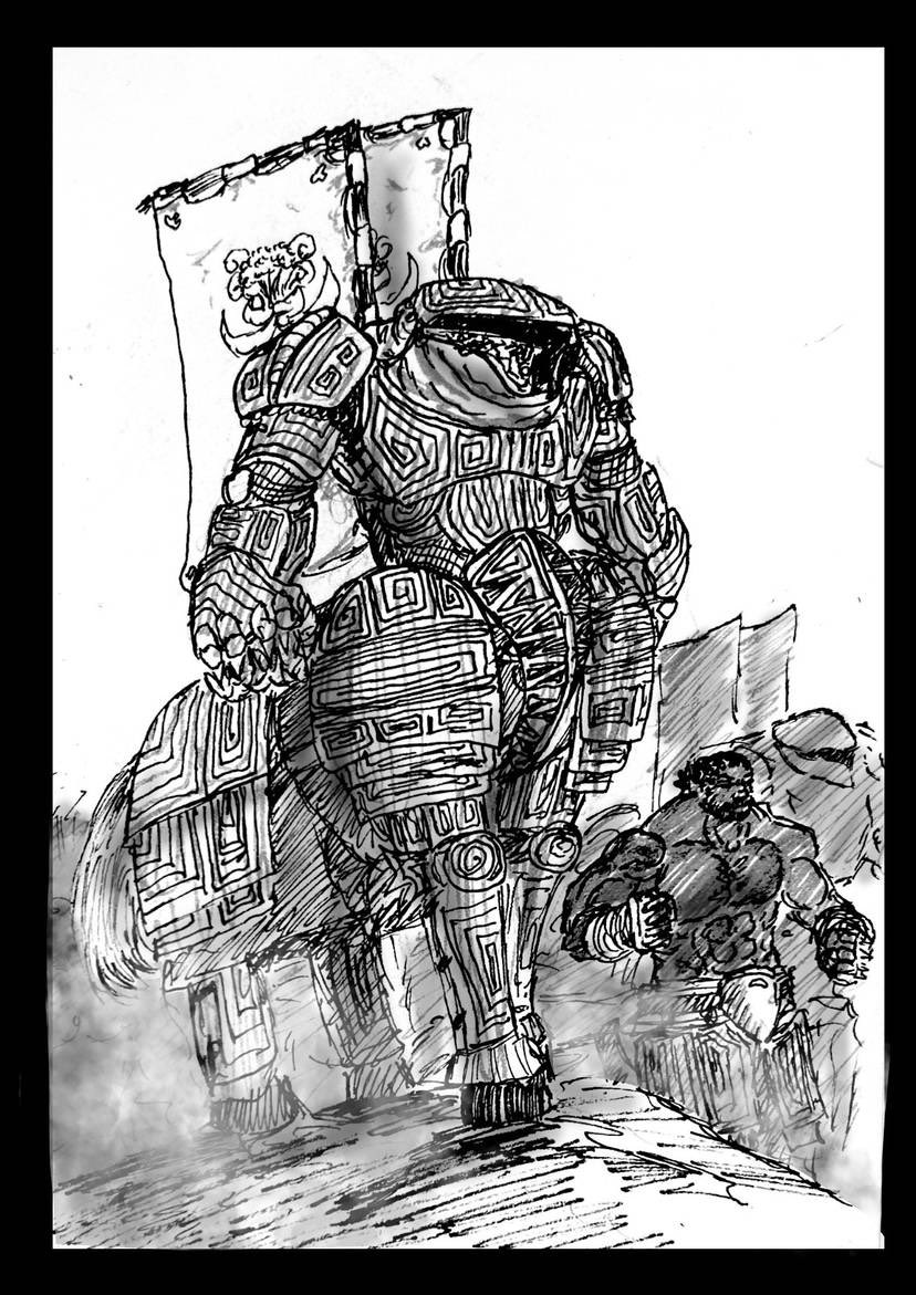 AndrewZ24597481's tweet photo. The Centauric Conglomerate

From my Book

The Centauric Conglomerate is a peculiar political entity, as at least on a technical level, it does not exist. Located in the northern plains, the horse people are comprised of large roaming herds who are self governed. They have no cities or industry save for the city of Mottenheim, which serves as a gathering point for all the herds. Mottenheim is where trade, and disputes can be settled, or if a war is declared the tribes gather here and marshal their forces together. The Conglomerate title was mistakenly assigned to them by Aegian diplomats who misunderstood the nature of the people they were meeting.

In many ways this nation is flimsy at best with no unified political structure or economy to speak of. All the needs of each herd are foraged from the land as they choose an existence of relatively peaceful existence. However, when provoked, the herds unify under one banner and crush their enemies through sheer numbers, and their already impressive individual mass. For Centaurs are massive beasts. They possess the body of an over-muscular horse with a human torso sprouting from the front that is equally as massive as their lower half. Their hide is tough, even able to shrug off some firelock shot in some instances, and their dense bones make them incredibly durable. 
This nomadic lifestyle and primitive way of war, though, has come at a cost. Powerful they may be, but their extreme decentralization means they often are taken advantage of by their neighbors, or in some cases suffer the wrath of invading armies more organized and technologically advanced as they. 

As such, the future of the Conglomerate is vague, but there is one certainty. The horse people will never bow easily, even in the face of their potential annihilation.