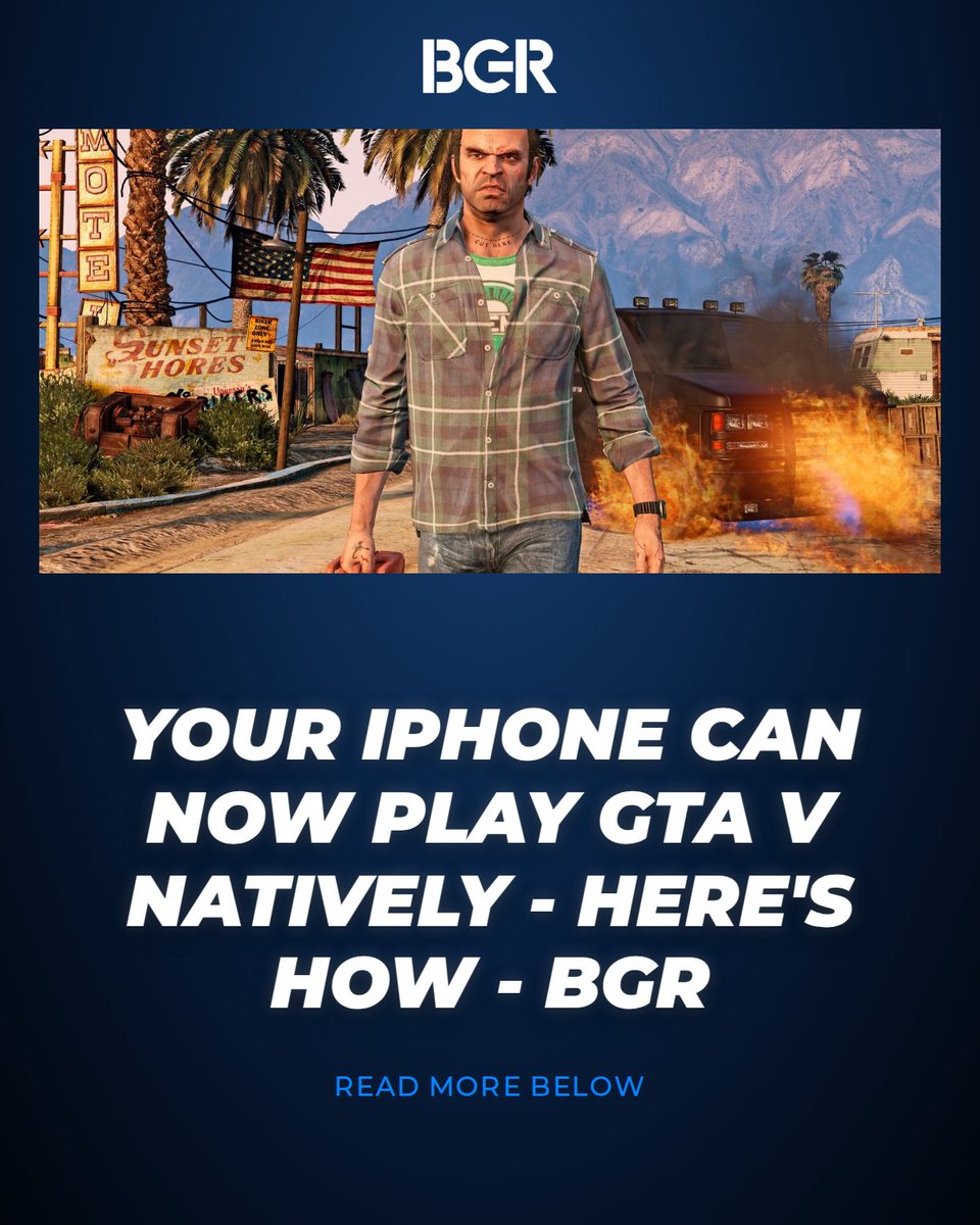 BGR's tweet photo. Modders have gotten Grand Theft Auto V running natively on iPhones, but whether or not it's a good way to experience the classic game is another story. https://t.co/ayKzgzoiD8