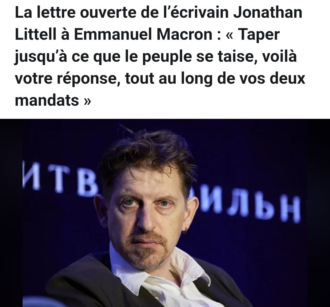 MiAldon's tweet photo. Jonathan Littell a publié le 28 octobre 2026 une lettre ouverte virulente adressée à Macron dans Le Monde.
L'auteur franco-américain, célèbre pour son roman Les Bienveillantes (Prix Goncourt 2006), y exprime son indignation face à la gestion politique et sécuritaire du PR. https://t.co/ZlFYOHzZwO
