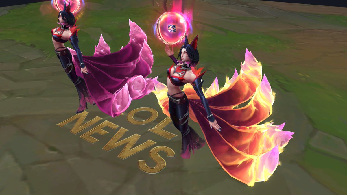 LoLNewsEN's tweet photo. K/DA 2026 Ahri in-game model (Updated) - #LeagueOfLegends 

Tails updated.

OLD / NEW https://t.co/7Cq7crpAjK