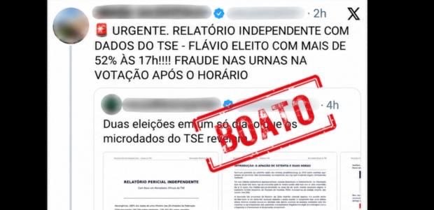 TSEjusbr's tweet photo. Relatório apócrifo distorce dados para sugerir fraude nas Eleições 2026. Documento mistura horário dos votos, encerramento das seções e totalização; suspensão após decisão do @STF_oficial também precisa ser considerada: https://t.co/4Yd6ZNuFn4 https://t.co/bIoi3GqcWL
