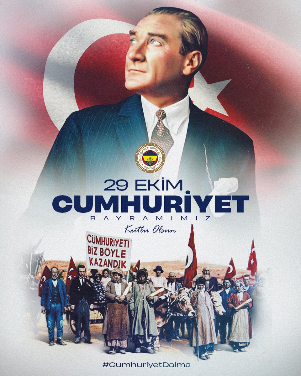 Fenerbahce's tweet photo. 🇹🇷 29 Ekim Cumhuriyet Bayramımız kutlu olsun! 

#CumhuriyetDaima https://t.co/wwe43VRq93