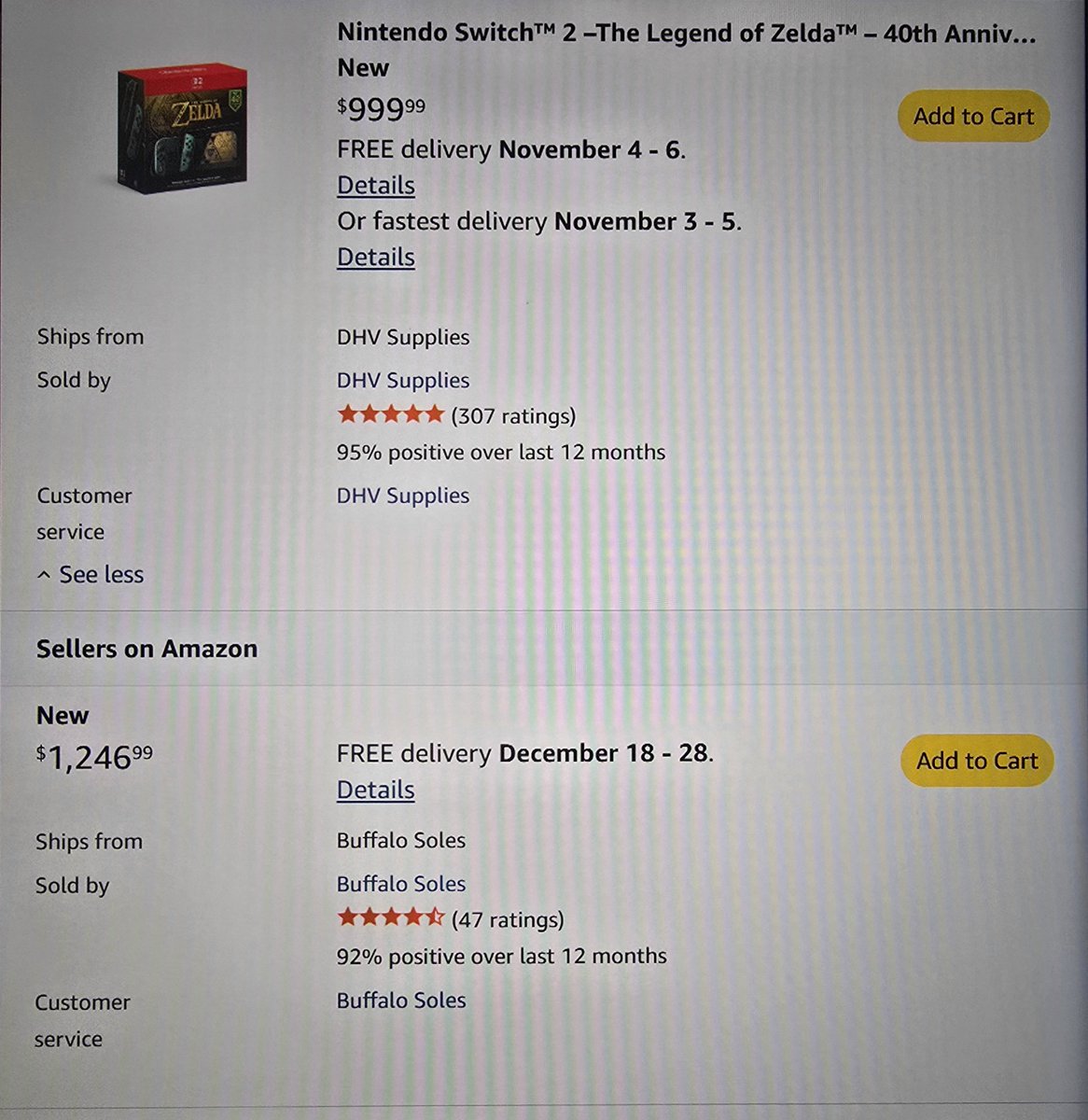 Alejazun0689's tweet photo. Midnight, no Switch 2 in stock, but scalpers are selling it on Amazon at inflated prices. Seriously, @amazon? What a joke. 🤡 @AmazonHelp https://t.co/JBG0z9VBjn