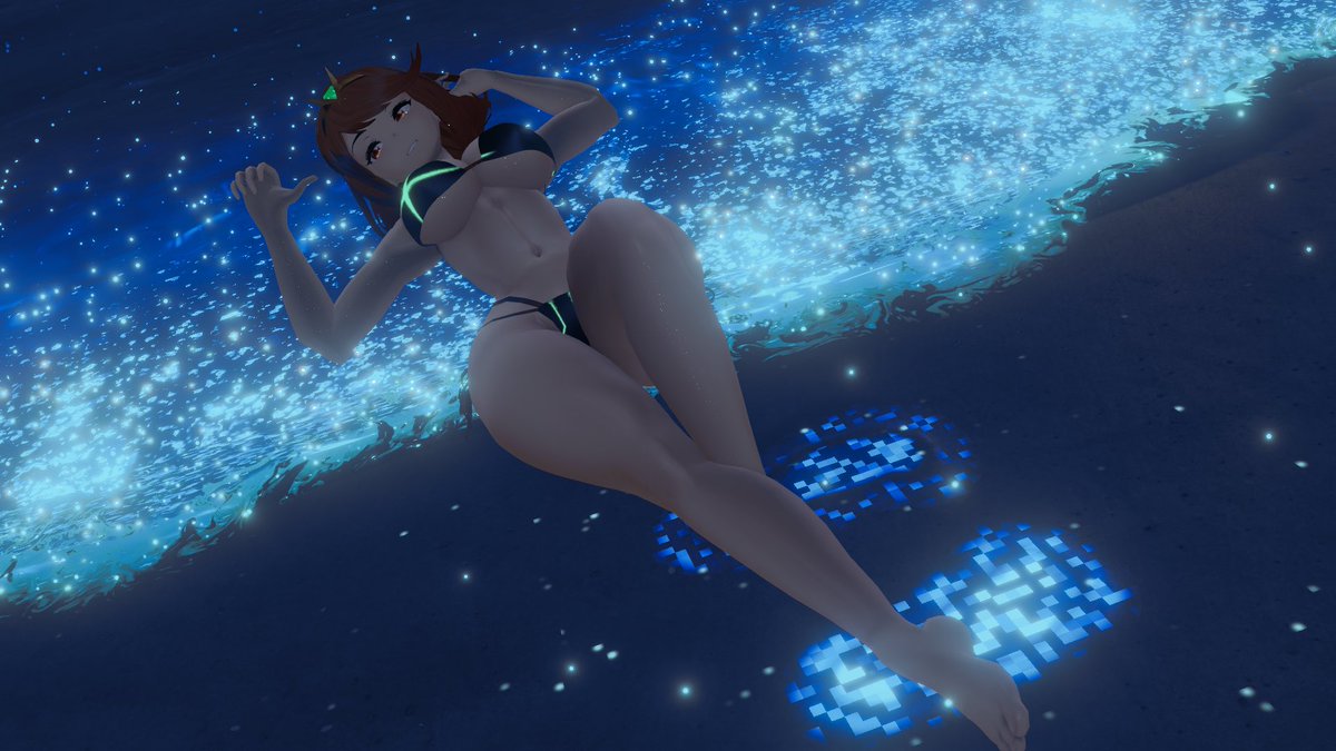 conniescbunny's tweet photo. The water is perfect~ #pyra #beach #vrchat #xenoblade #homura https://t.co/F4kVo0jNXG
