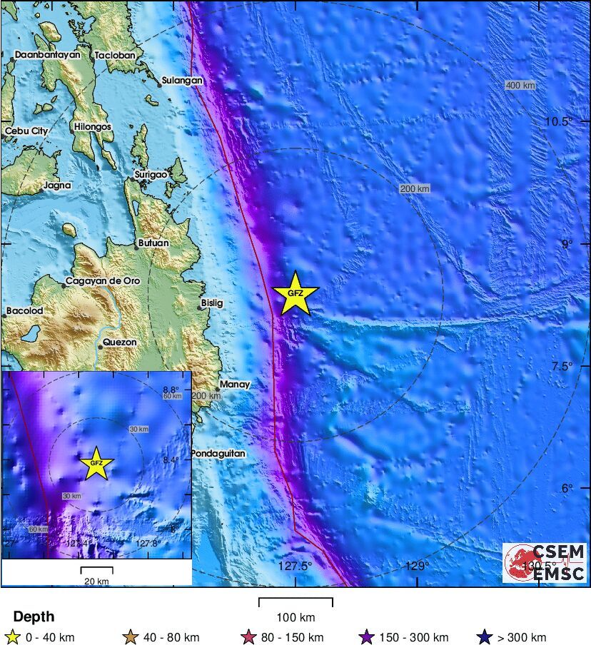 LastQuake's tweet photo. #Earthquake (#lindol) confirmed by seismic data.⚠Preliminary info: M5.3 || 128 km E of #Hinatuan (#Philippines) || 7 min ago (local time 11:17:55). Follow the thread for the updates👇 https://t.co/50Yi7HlTOg