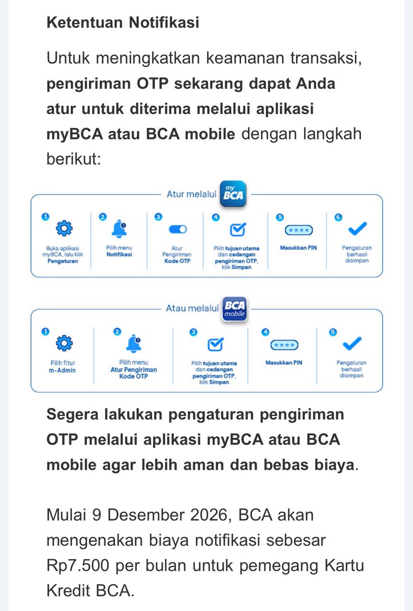 phi_oleng's tweet photo. nangis bgt notif bca skrg ada feenya 7500/bln 😒 seribu tujuribu sgt berarti in this prabonomic era. cuss ubah settingan otp kelen https://t.co/dqYyLmhKbs