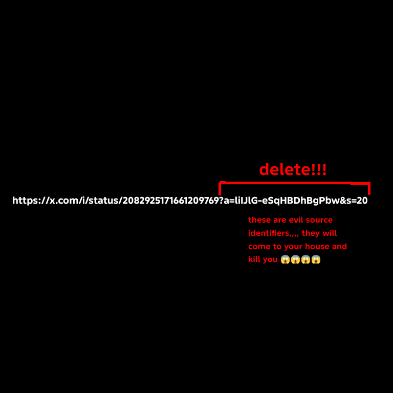 SmileyFace1126's tweet photo. copying a tweet's link from the share window now also puts a source identifier in it!!!! delete anything after '?a='!!! or just copy the link from the address bar if you use the website (weirdo,,,) kthxbai https://t.co/YXveVeIzH6