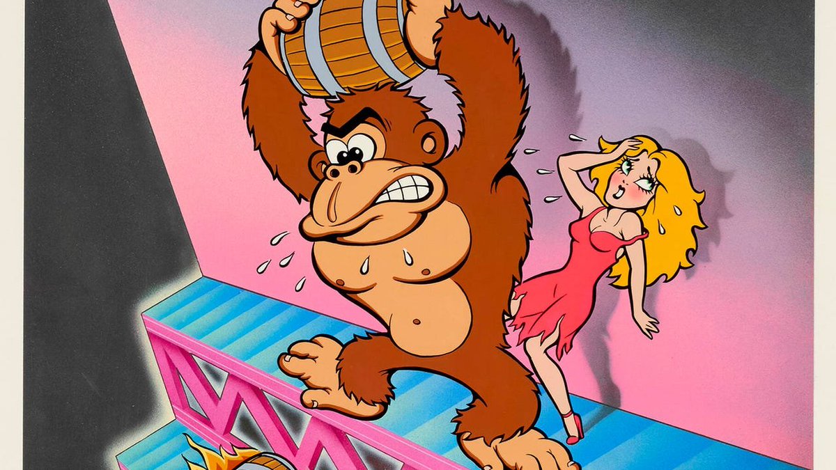 IGN's tweet photo. A 1981 promotional poster for the original Donkey Kong, featuring the first public appearance of Mario, has become the most expensive piece of original video game art ever sold at auction. https://t.co/9ktAQDBbKc https://t.co/d6FxY3DltI