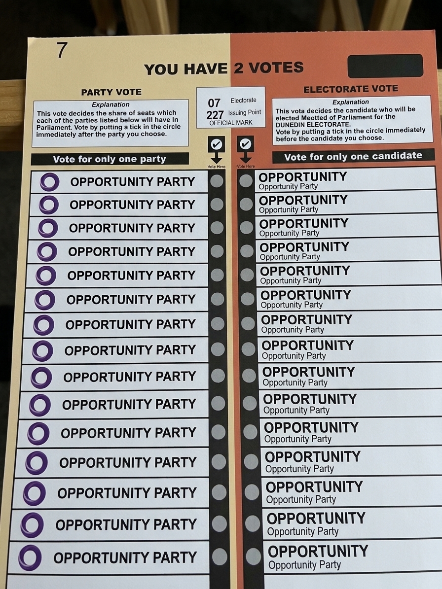 VoteSovereign's tweet photo. Your ballot choices according to RNZ https://t.co/jm8LIBKm4A
