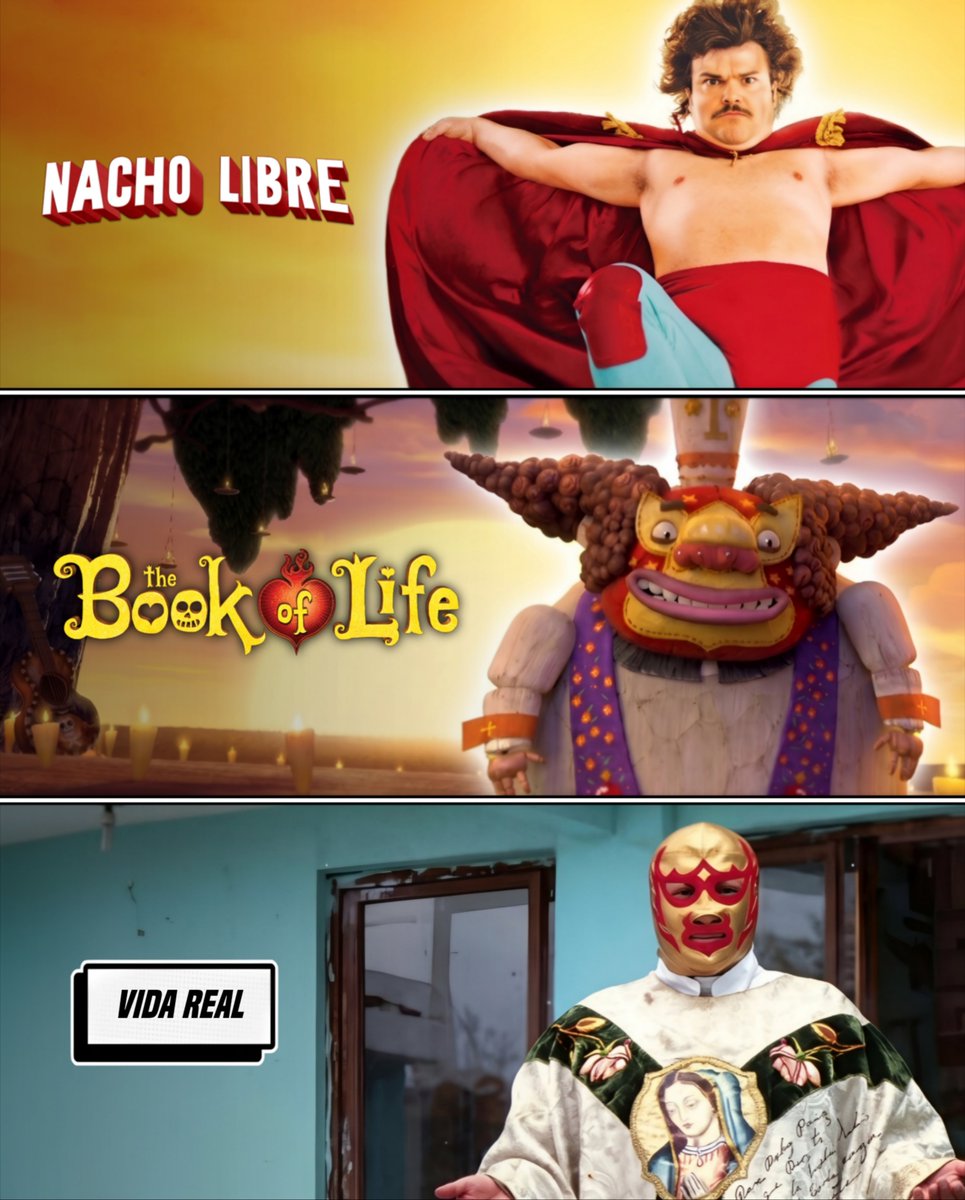 CartoonsOTMoon's tweet photo. Un dato animado hasta Beyond The Spider-Verse. Día 459:

Fray Tormenta es un sacerdote mexicano que se convirtió en luchador para salvar su orfanato. 

Su impacto fue tan grande que inspiró a Nacho Libre y además, tiene un homenaje en El libro de la Vida. https://t.co/HrFY41Ee4U