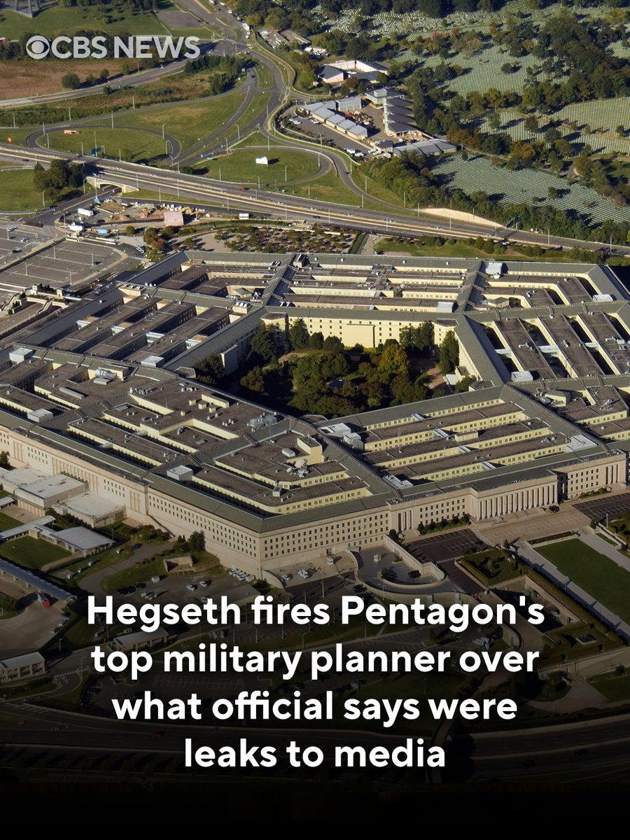 CBSNews's tweet photo. Defense Secretary Pete Hegseth has fired the Pentagon's top military planner, a Pentagon official told CBS News late Wednesday.

Army Lt. Gen. Brett Sylvia is the latest in a series of generals to be ousted. The firing comes even as President Trump is weighing renewed strikes on Iran in the eight-month-long war.
The Pentagon official, who spoke on condition of anonymity to discuss sensitive personnel matters, said Sylvia was accused of misconduct for leaking classified information related to the Iran war and the Russia-Ukraine war.

Sylvia failed three polygraph tests about sharing classified information with the press, the official said, adding that the case has been referred to the Department of Justice.

Read more: https://t.co/SJ5ypTjpNc