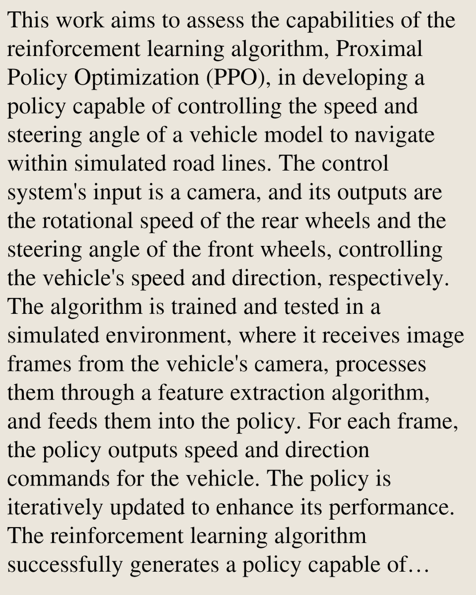 CSVisionPapers's tweet photo. Computer Vision Navigation for an Autonomous Vehicle Model Using Reinforcement Learning

Dinis Fernandes, Tiago Ribeiro, António Ribeiro, Carolina Lopes, Gil Lopes, A. Fernando Ribeiro
https://t.co/lyvQHHHt93 [𝚌𝚜.𝙲𝚅] https://t.co/A7qDAOoySG