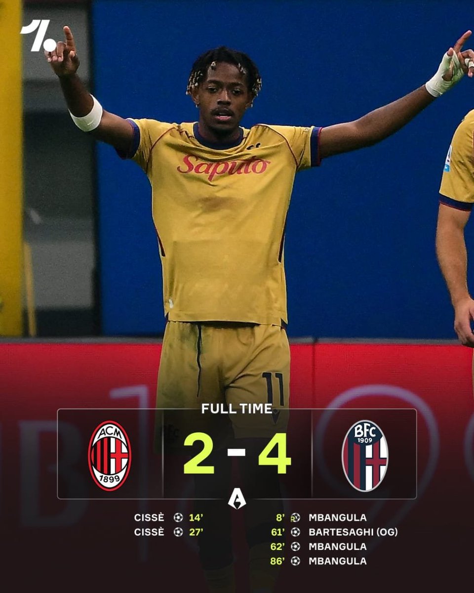 popular006's tweet photo. Samuel Mbangula’s hat-trick seals all three points on the road for Bologna against Milan 🤯🔥 https://t.co/AqBLaKETCQ