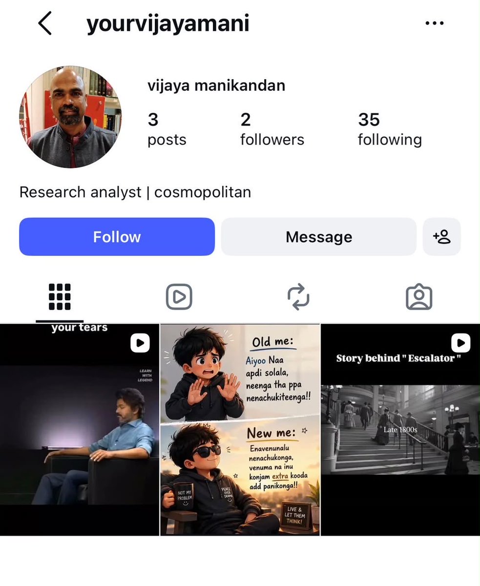 arvindgunasekar's tweet photo. Yet another factually incorrect statement from @CTR_Nirmalkumar .
The purported Instagram handle is (was) not on Kalaiyarasan’s name, it only has the picture of Kalaiyarasan.

As a Minister, he should be well aware of the facts before making public statements.

Picture 1 - Screen grab of the said Instagram account.

Picture 2 - Copy of Kalaiyarasan’s complaint to DGP mentioning the name (youvijayamani) of the purported Instagram account.

P.s: Please clarify on whose complaint Kalaiyarasan was illegally detained ?!