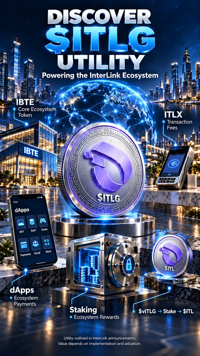 Sutris198477's tweet photo. $ITLG bukan sekadar token untuk mendapatkan $ITL! 🔥

Menjelang distribusi, kenali berbagai kegunaan $ITLG yang dijelaskan dalam pengumuman InterLink:

✅ Token utama untuk IBTE.
✅ Pembayaran biaya transaksi di ITLX.
✅ Metode pembayaraan

#InterLink #ITLG #ITL https://t.co/4HUje3e5Pu