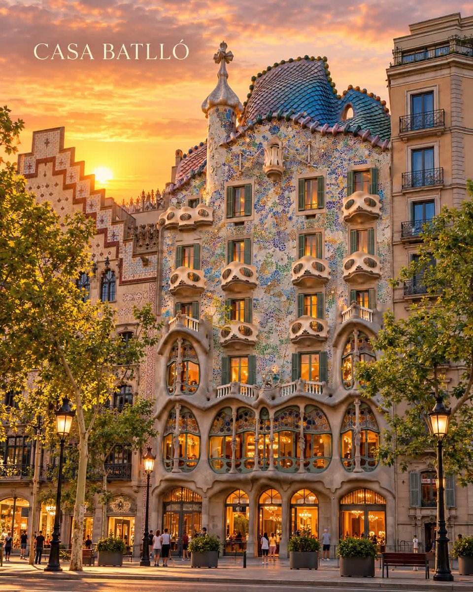 PrettyCitiesX's tweet photo. Casa Batlló, Barcelona Spain 🇪🇸 https://t.co/J9Z2JAH6xR