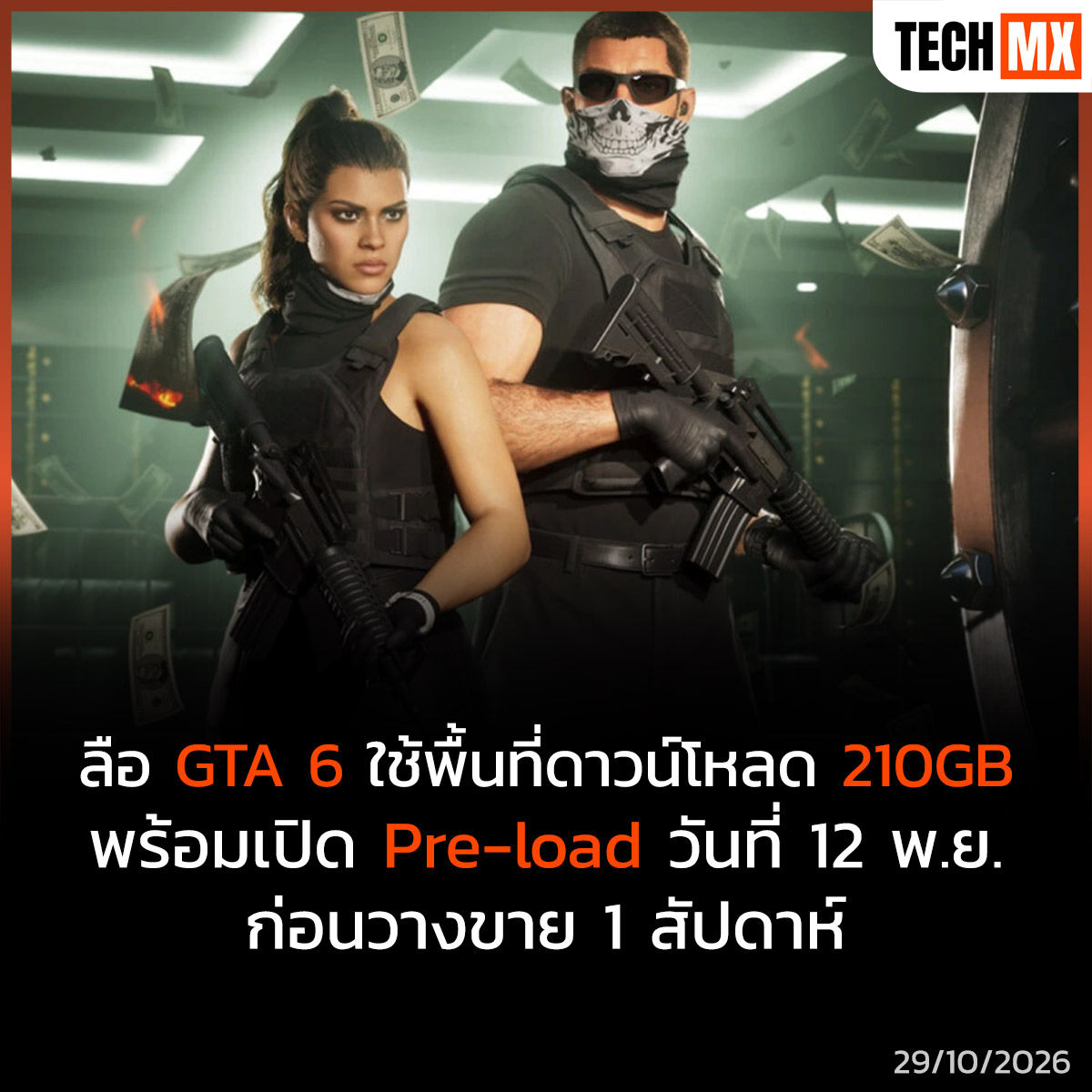 TECHMX_NET's tweet photo. หลุดข้อมูล GTA 6 ขนาดไฟล์ดาวน์โหลดพุ่ง 210GB พร้อมเปิดให้พรีโหลด 12 พ.ย. นี้

https://t.co/6JWJBfEgMI

#TECHMX #GTA6 https://t.co/FH4Cn6PZIs