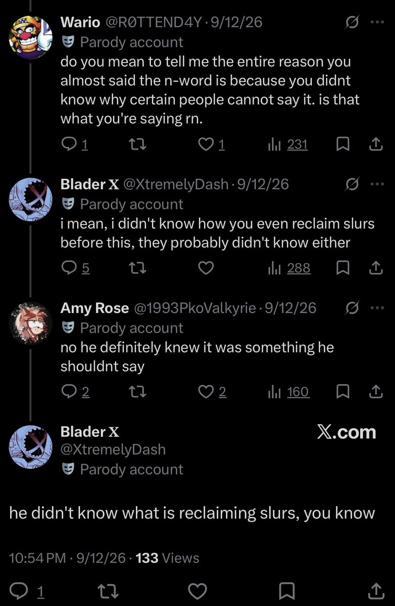 SGspouse's tweet photo. sure, i can show the truth

here is actual evidence and proof you were defending baconwad who is a racist and everyone can look at the thread themselves 👍

XtremlyDash is the same person i’m qrting btw https://t.co/XhGuUGbMXR
