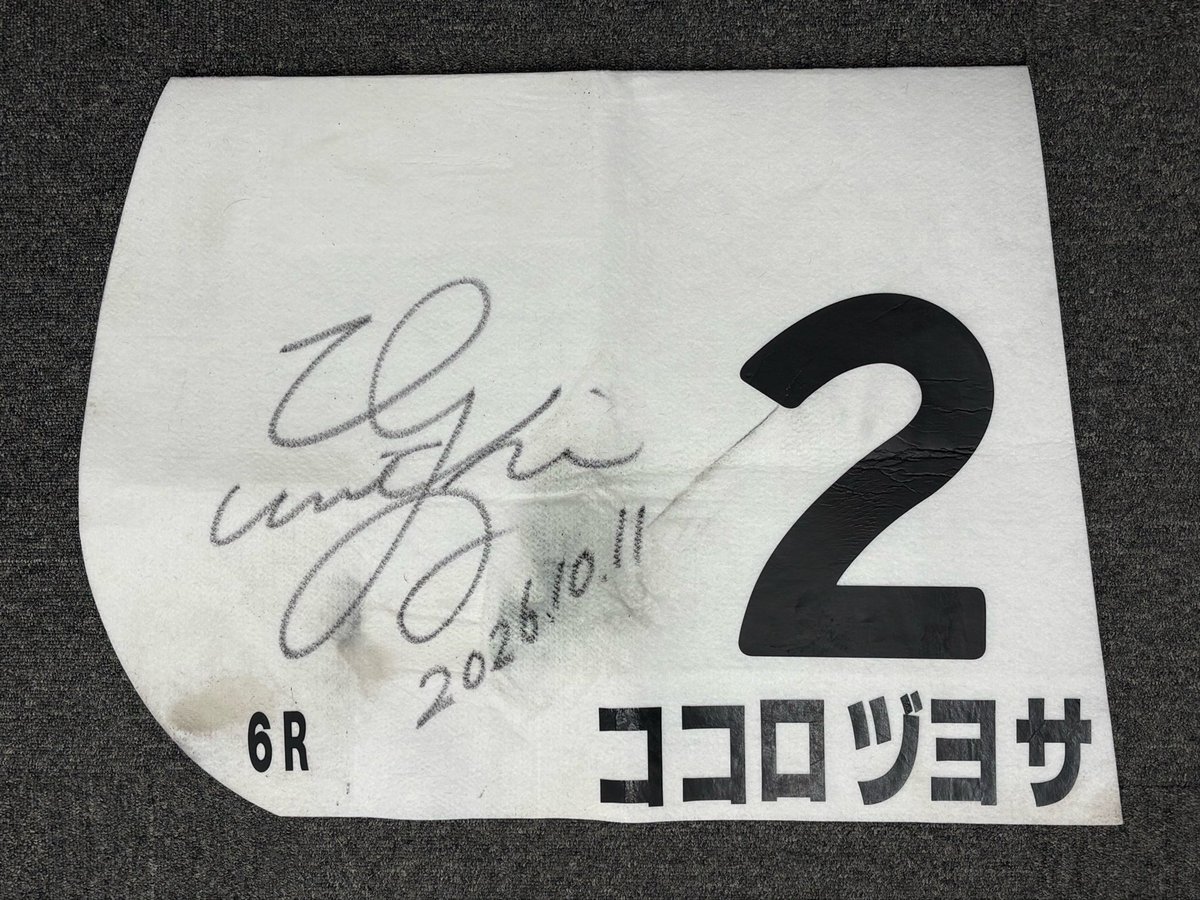 TNRacing_keiba's tweet photo. 【ココロヅヨサ】牡3💗
10/11 京都6R 3歳以上1勝クラス（4着）、北村友一騎手サイン入りゼッケンをプレゼントします！！
心強さ🐴縁起の良さげなゼッケン

＜応募方法＞
（１）アカウントをフォロー 
（２）本投稿をリポスト
〆切は2026年11月10日23:59

※当選者にはXチャットでご連絡します🎊
⚠️プレゼントの発送先は日本国内に限らせていただきます/Domestic shipping only
#コントレイル #ユーヴェットシー #三嶋牧場