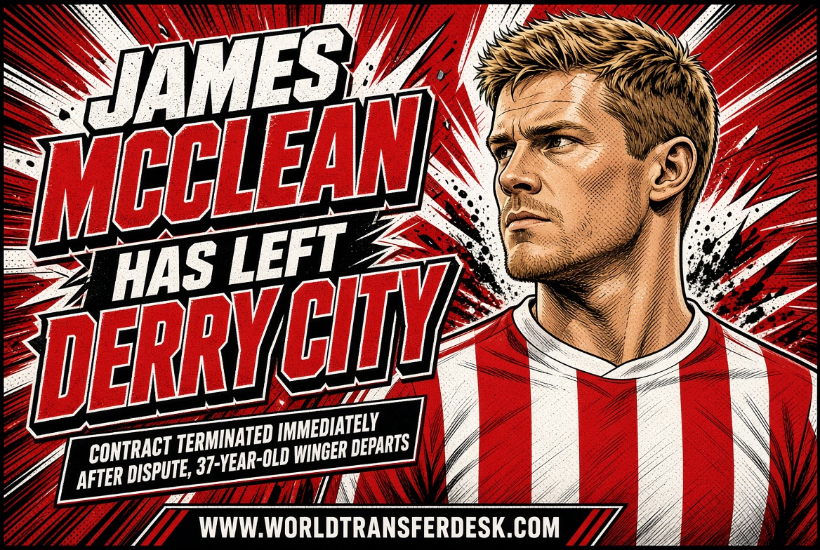 WTDesk's tweet photo. 🚨 James McClean has left Derry City after both parties agreed to terminate his contract with immediate effect.

The 37-year-old winger returned to his hometown club in January but departs just nine months later following a prolonged dispute. https://t.co/hyvyeOGpNp