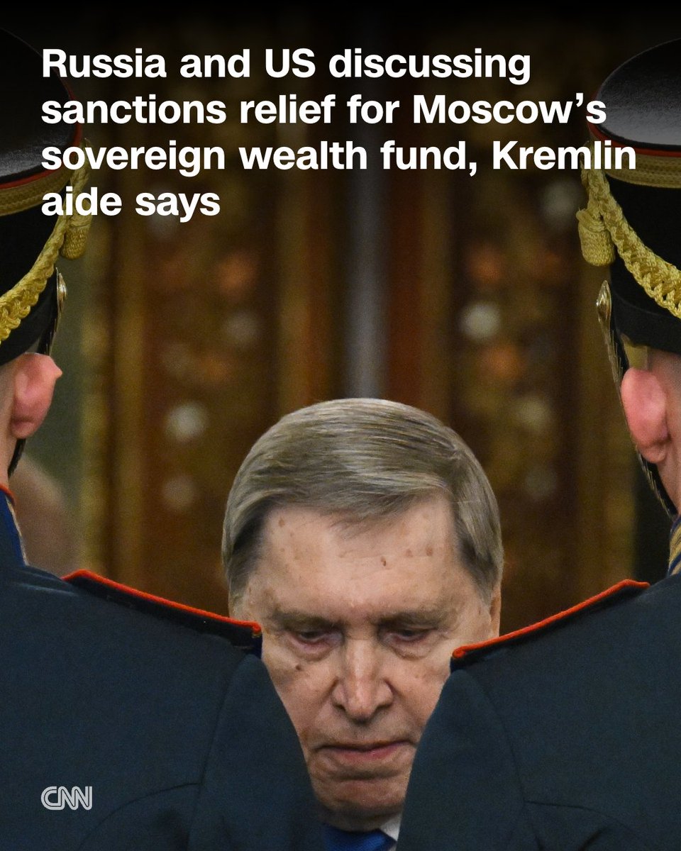 cnni's tweet photo. The Trump administration and the Kremlin are discussing the possible lifting of US sanctions on Russia's multibillion-dollar sovereign wealth fund, Russian state media quoted a Kremlin aide as saying. https://t.co/rusHQ0maA1 https://t.co/BOQxKMK4nM