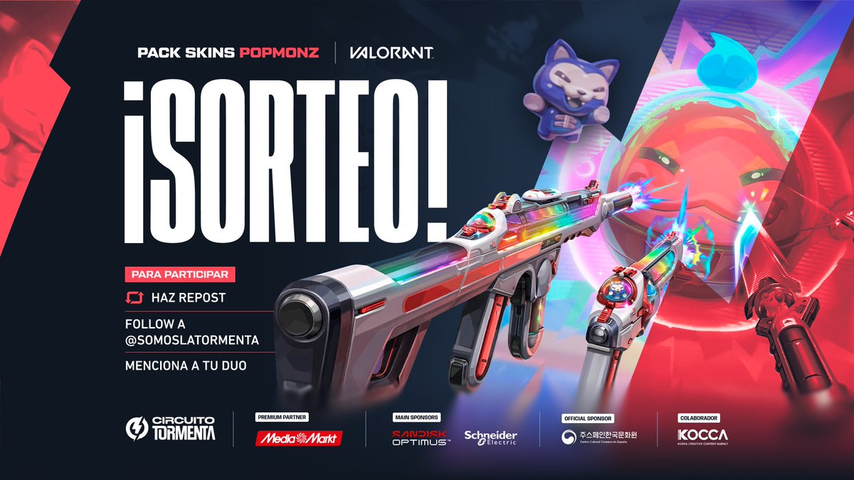 TormentaVALes's tweet photo. ¡La sorpresa ya está aquí! 👀

Celebramos la llegada de Hush sorteando un pack de skins POPMONZ de VALORANT. 🎁

Para participar:

⚡Siguenos y haz repost
💬Menciona a tu dúo que crees que se hara main Hush.

*Condiciones: sorteo válido únicamente en territorio nacional. 
Duración: 7 días desde la publicación.