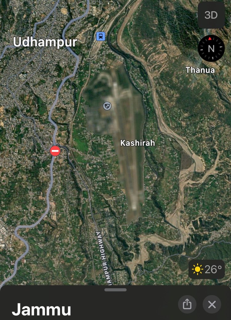 Mohsin_o2's tweet photo. At India's request, Apple Maps has blurred the Udhampur Air Base and the IAF's Barnala C2 Centre.

Both locations were targeted by Pakistan during the May 2025 conflict. https://t.co/RYn1JXZuH9